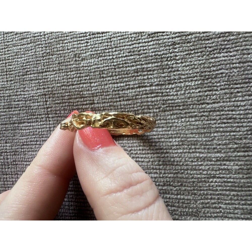 Monet vintage gold hoop earrings rare beautiful natural made style - Picture 7 of 8